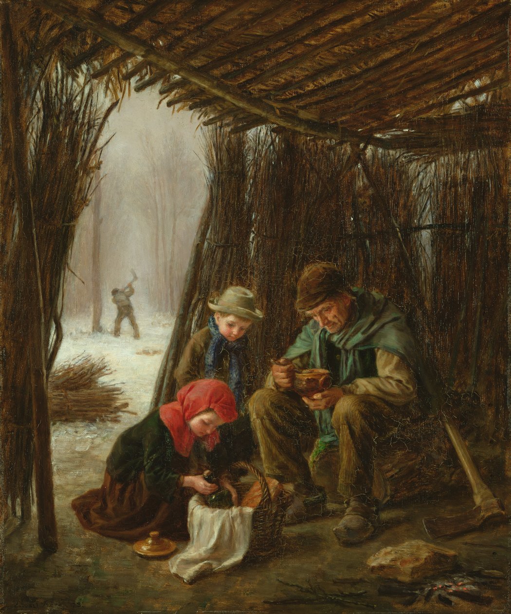A favágó étkezése alkotó: Pierre Edouard Frere