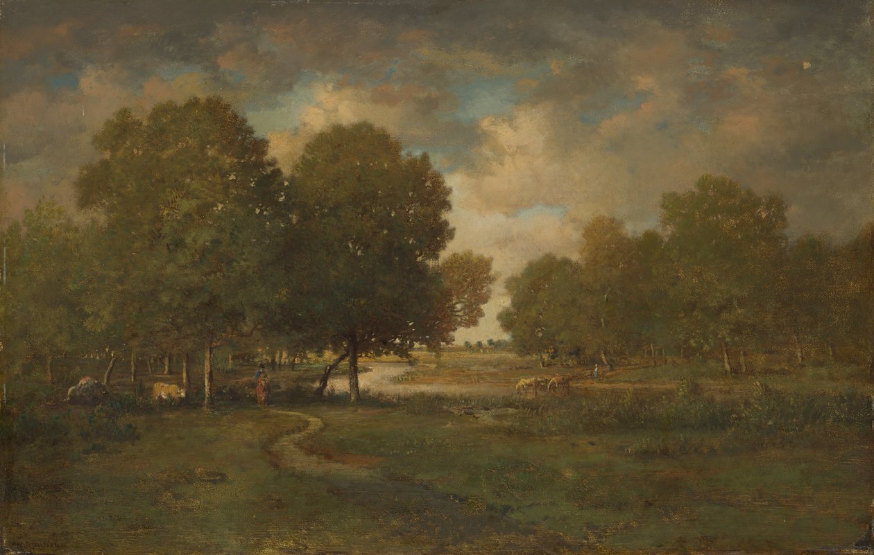 Folyó a réten, valószínűleg az 1830-as évek vége – az 1840-es évek eleje. alkotó: Pierre Etienne Theodore Rousseau