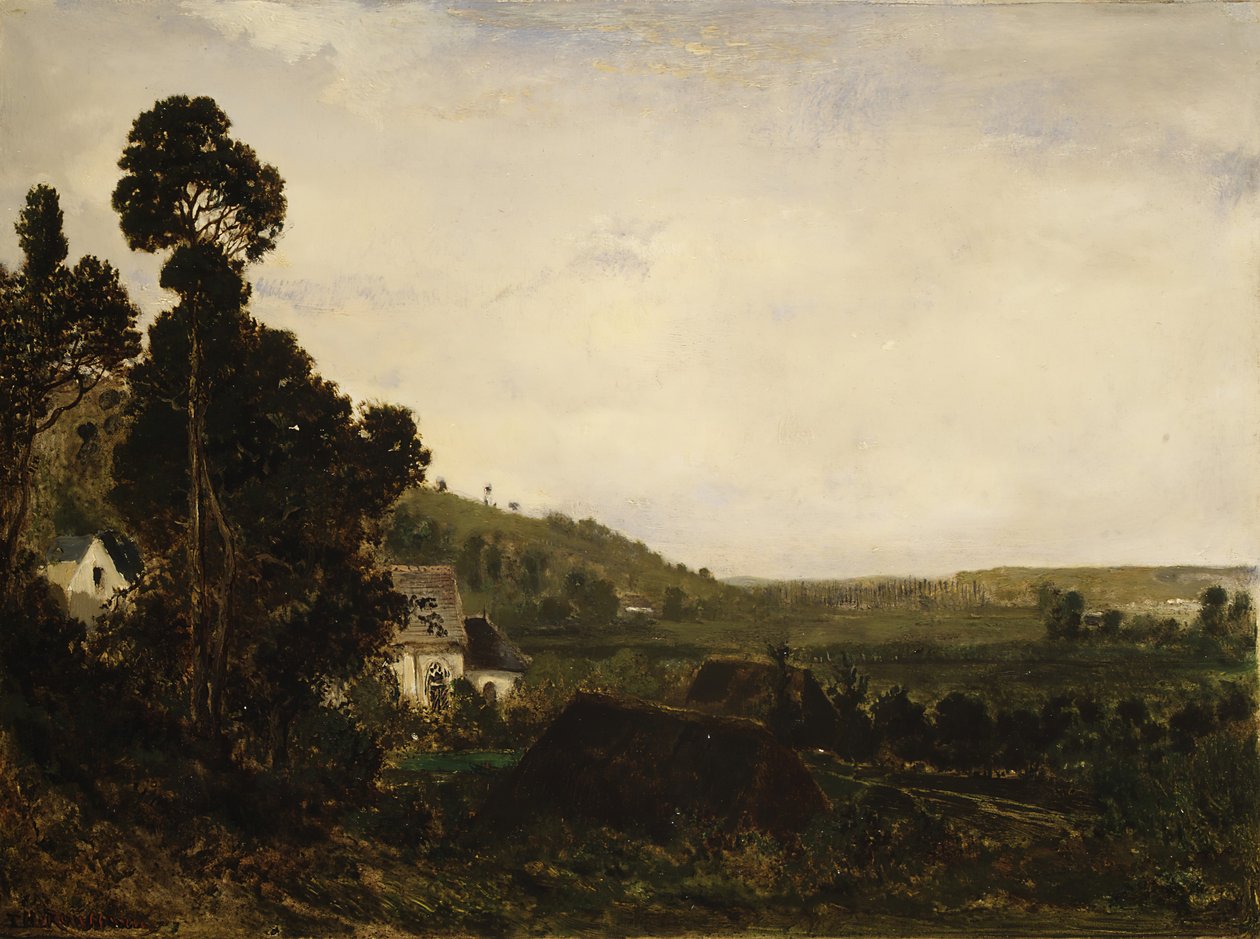 Egy régi kápolna egy völgyben, kb. 1835. alkotó: Pierre Etienne Theodore Rousseau