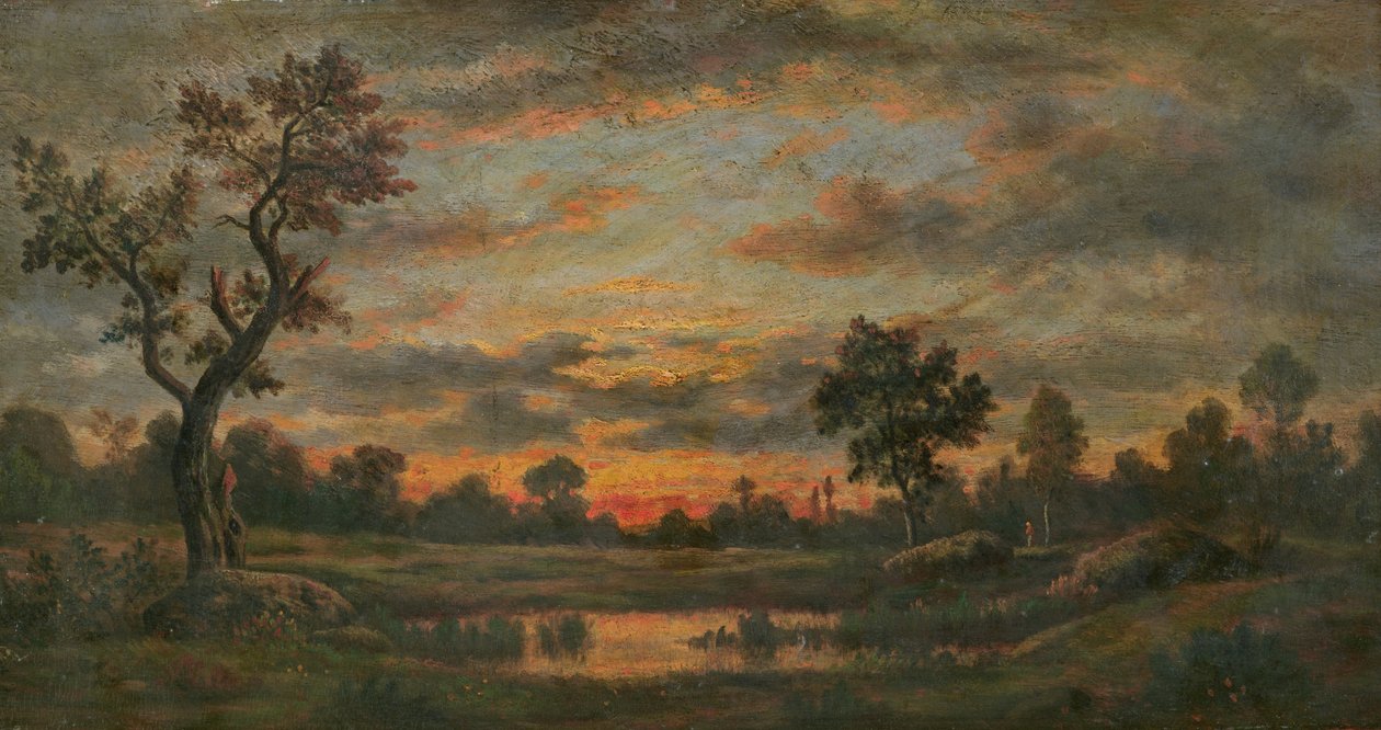 Táj naplementekor alkotó: Pierre Etienne Theodore Rousseau