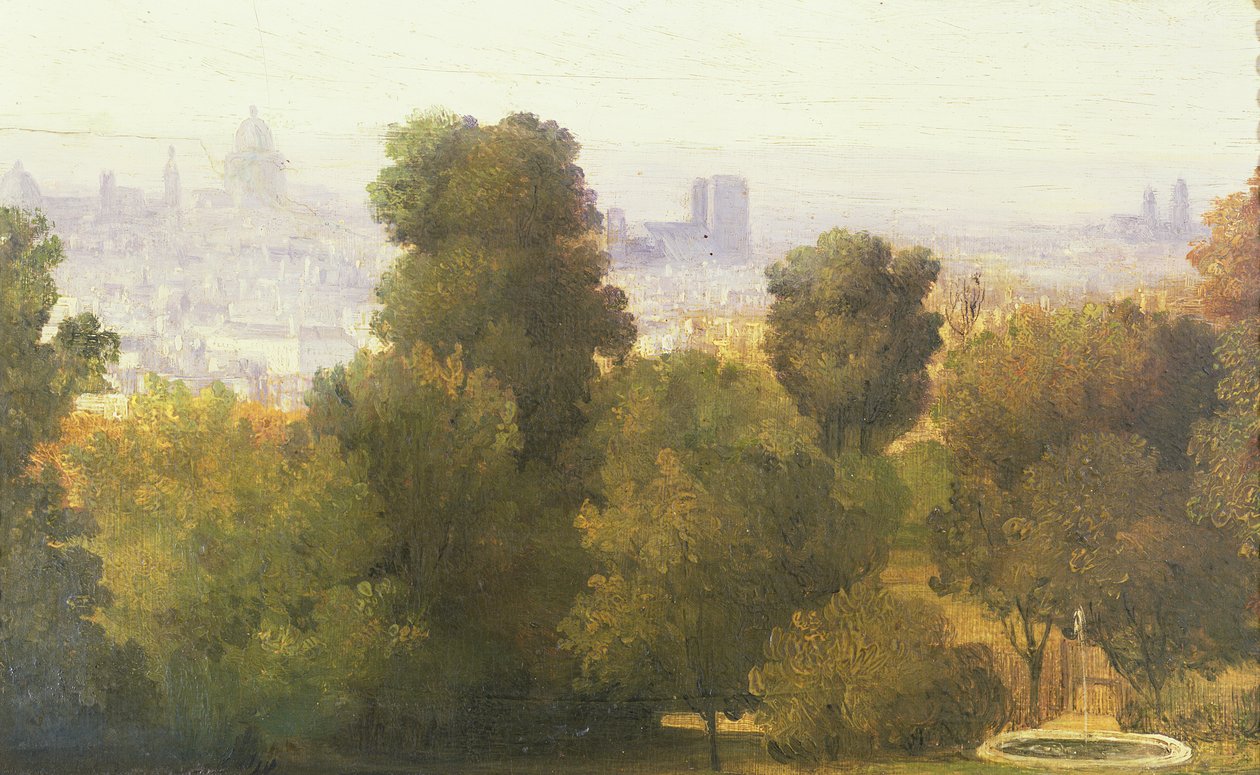 Párizs a Belleville-i magaslatról nézve, 1830 körül alkotó: Pierre Etienne Theodore Rousseau