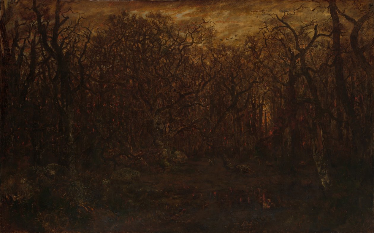 Az erdő télen naplementekor, kb. 1846-67. alkotó: Pierre Etienne Theodore Rousseau