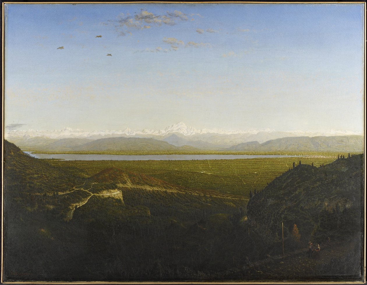 Kilátás a Mont Blanc-ra, lásd a La Faucille-ból, 1865 körül (olaj, vászon) alkotó: Pierre Etienne Theodore Rousseau
