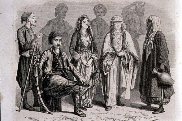 Anatóliai ruha az 1860-as években, metszett Stephane Pannemaker (1847-1930) (metszet) alkotó: Pierre Eugene (after) Grandsire