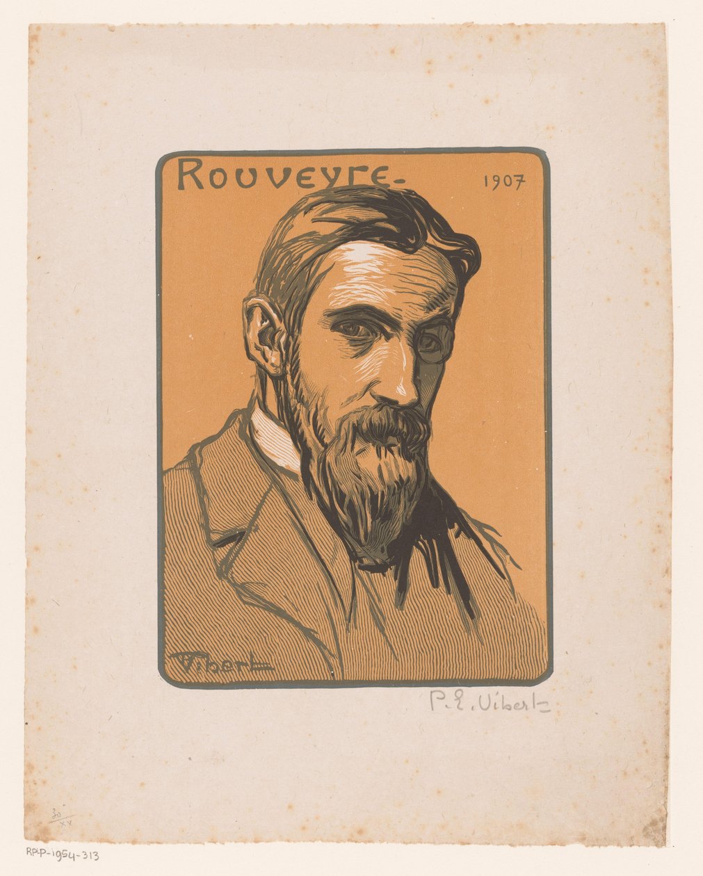 André Rouveyre portréja Rouveyre (cím az objektumon) alkotó: Pierre Eugène Vibert (signed by artist)