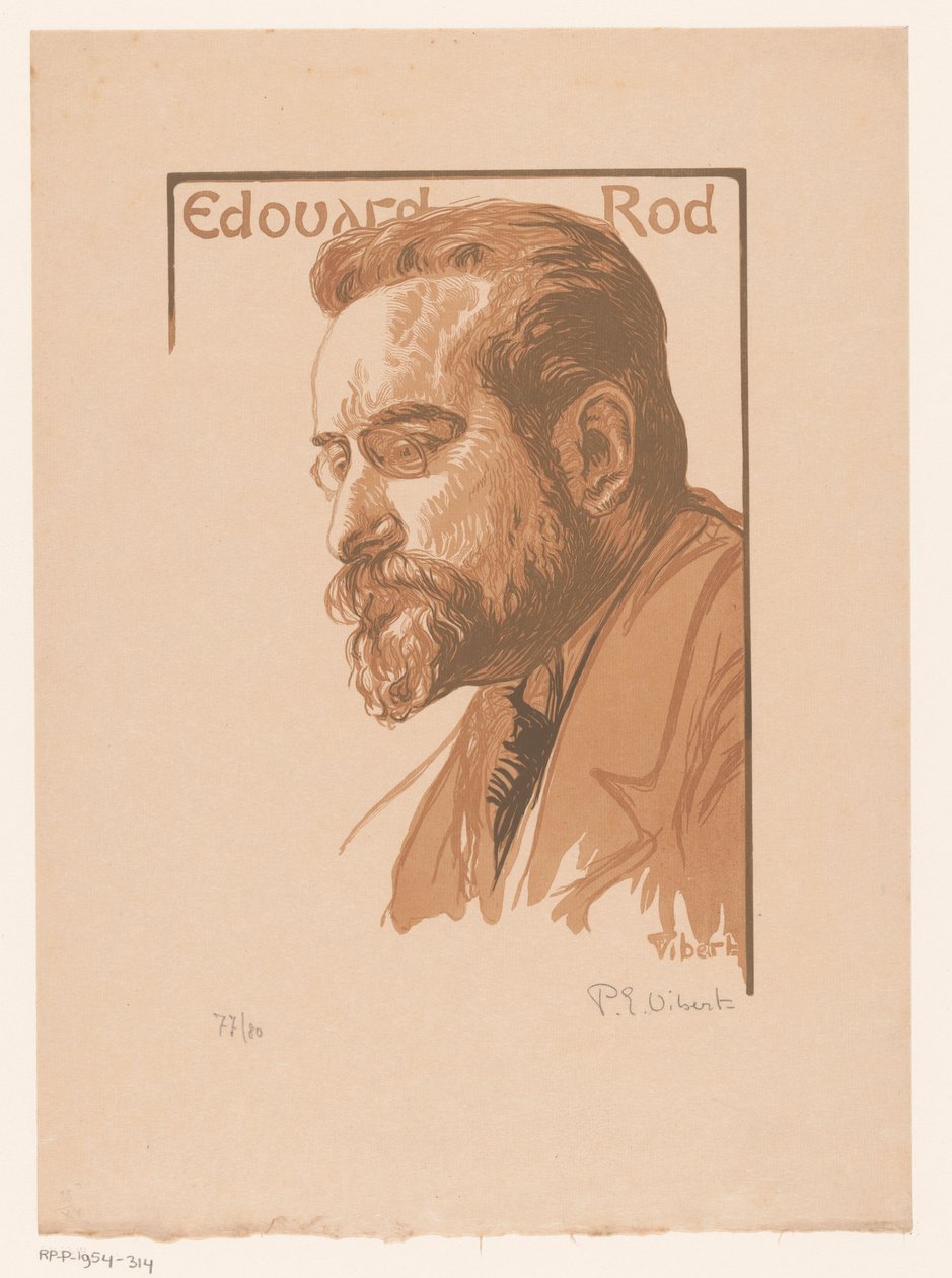 Édouard Rod portréja Edouard Rod (cím a tárgyon) alkotó: Pierre Eugène Vibert (signed by artist)