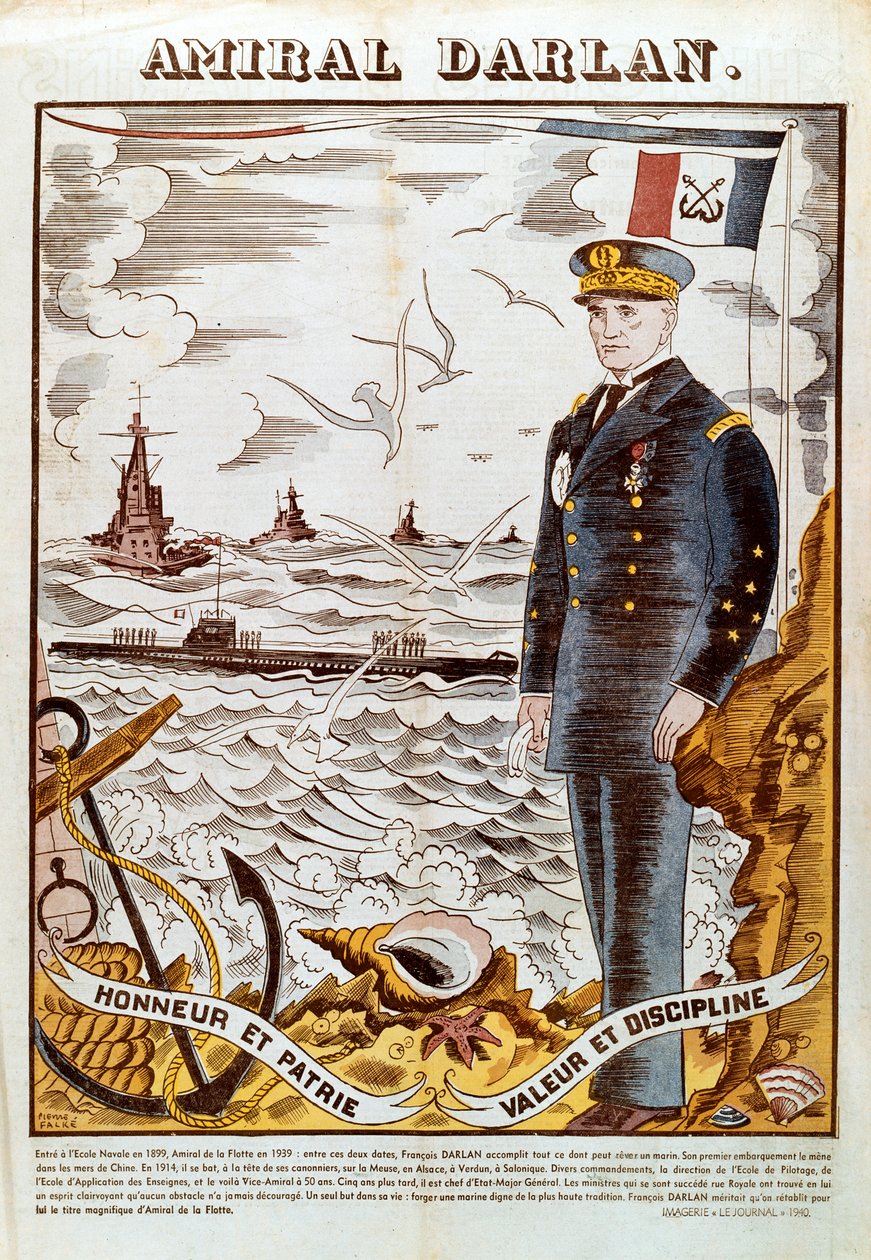 Francois Darlan admirális, a francia haditengerészet parancsnoka, 1940 alkotó: Pierre Falke