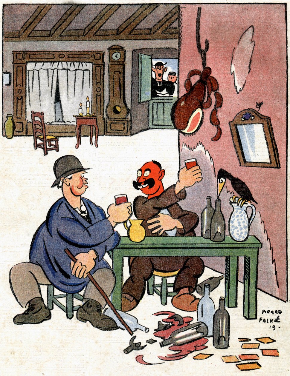 Alkoholisták vidéken, 1922 körül (illusztráció) alkotó: Pierre Falke