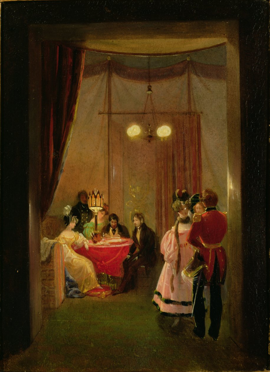 Hortense de Beauharnais szalonja (1783-1837) Rómában (olaj a kártyán) alkotó: Pierre Felix Cottrau