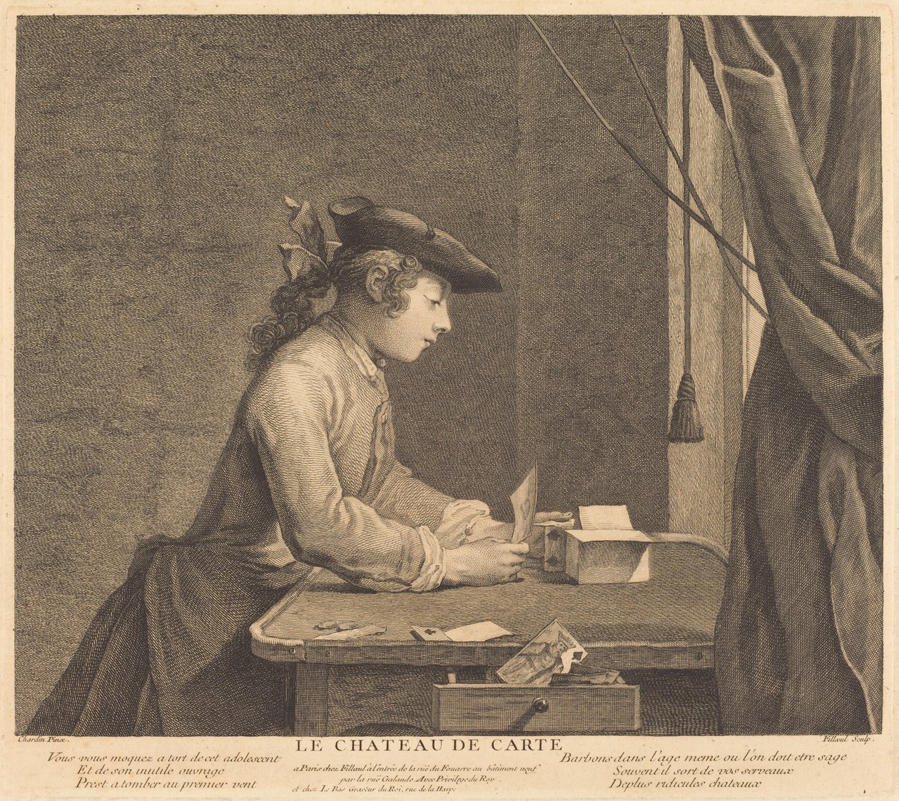 A Kártyavár alkotó: Pierre Filloeul after Jean Siméon Chardin