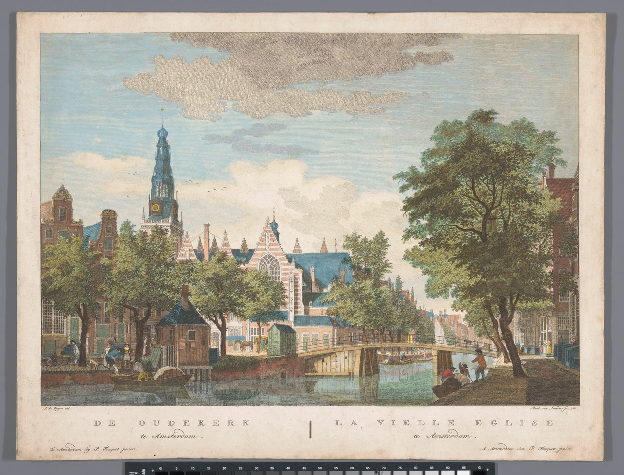 Kilátás az amszterdami régi templomra Az Oudekerk Amszterdamban (cím a tárgyon) alkotó: Pierre Fouquet