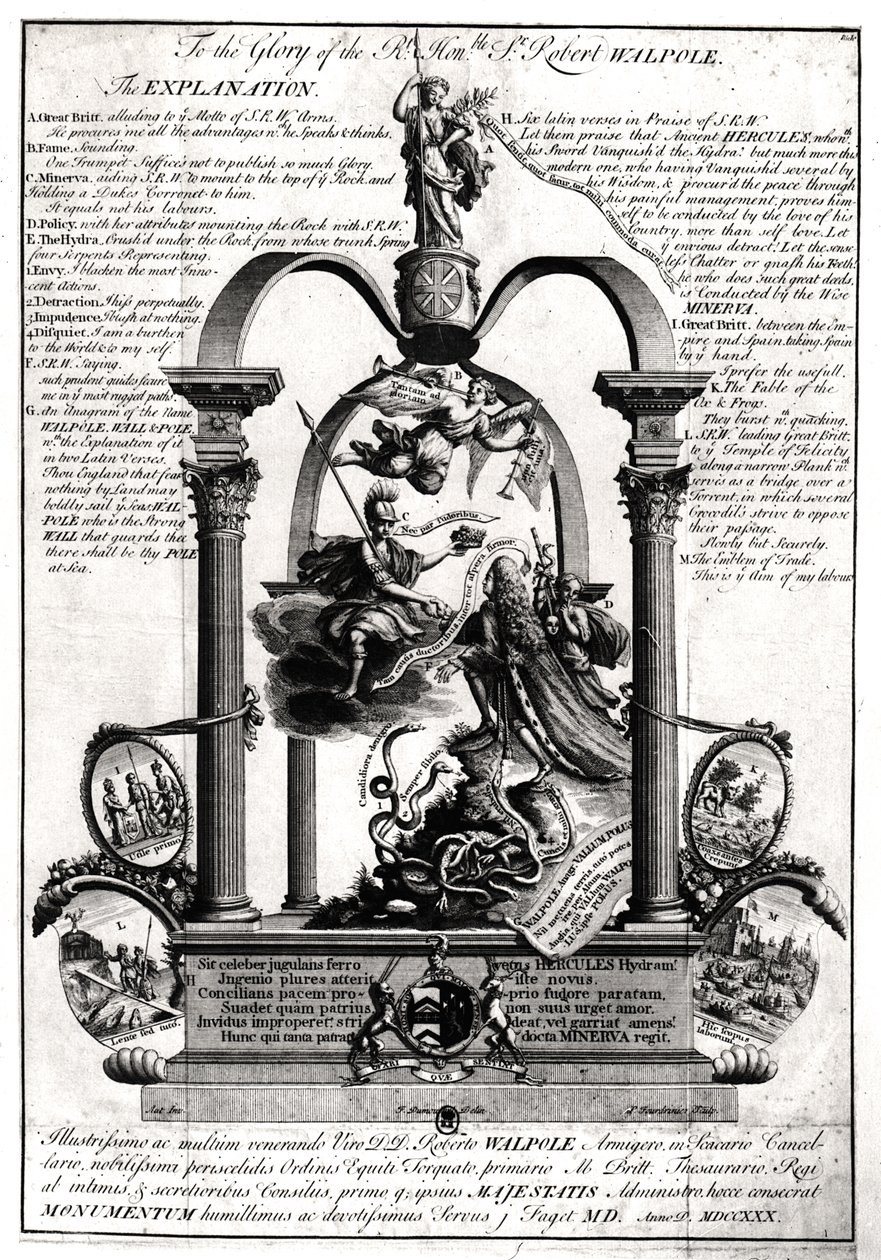 Az igaz dicsőségére tisztelt Robert Walpole (1676-1745) Orford 1. grófja alkotó: Pierre Fourdrinier