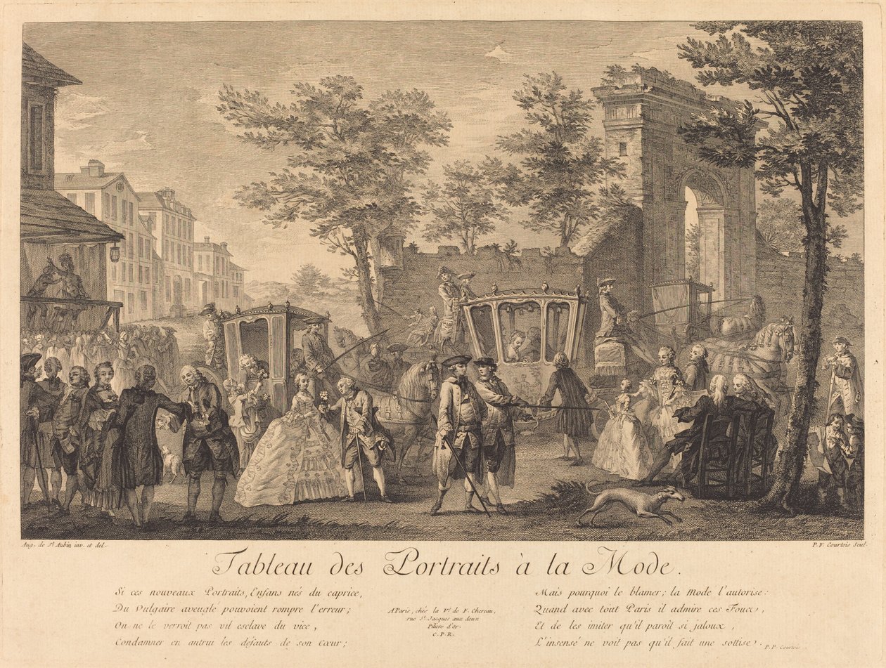 Divatos portrék táblázata alkotó: Pierre Francois Courtois after Augustin de Saint Aubin