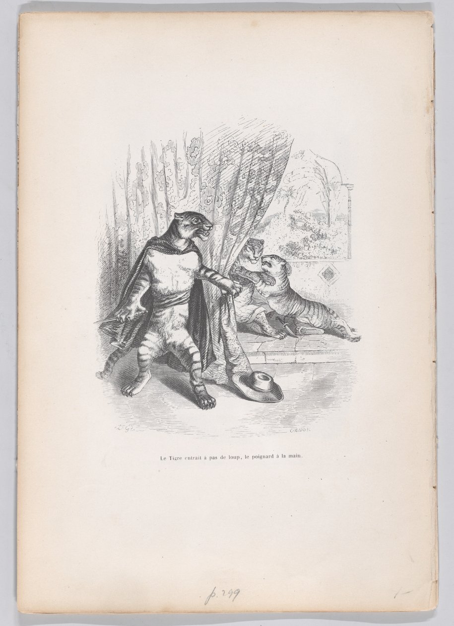 A Tigris lopva lépett be, a tőrrel a kezében a Jelenetek a közlegényből a..., kb. 1837-47. alkotó: Pierre Francois Godard