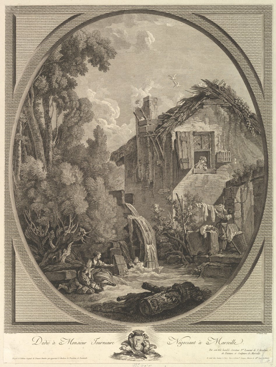 Paysage au Moulin szélmalom táj, 18. század. alkotó: Pierre Francois Laurent
