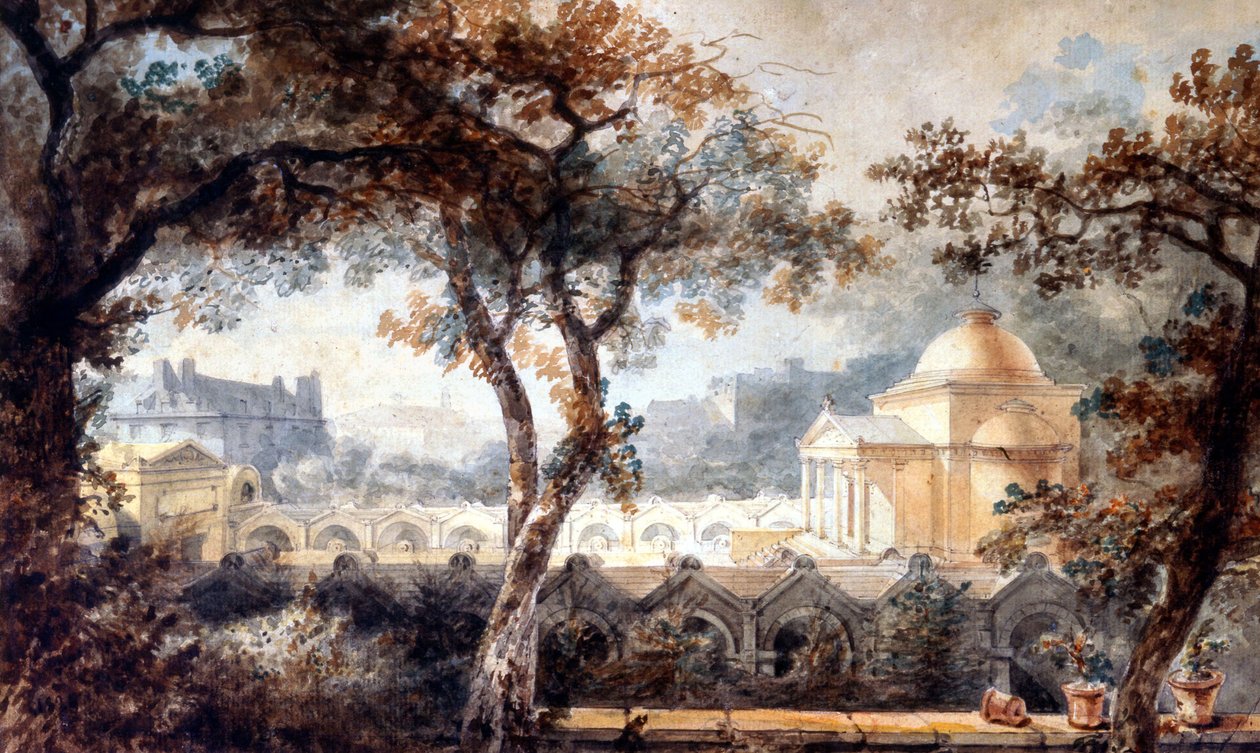 Lajos engesztelő kápolnája Párizsban. akvarell, 1830 körül alkotó: Pierre Francois Leonard Fontaine