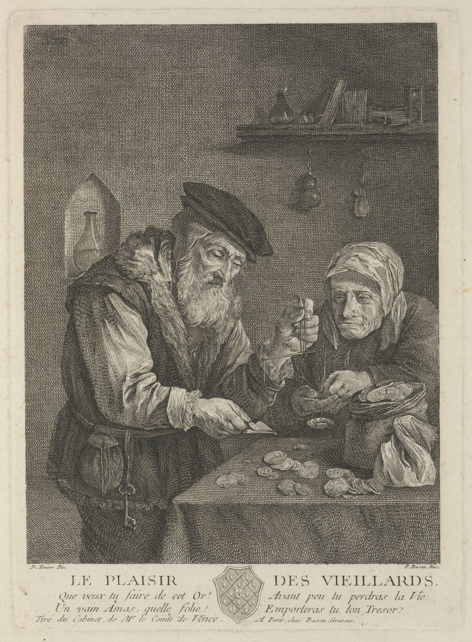 Öregkor örömei ifjabb David Teniers festménye után, XVIII. század közepe. alkotó: Pierre François Basan
