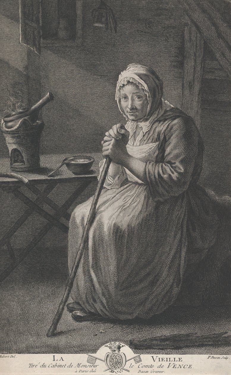 Az öregasszony, a vencei grófi hivatalból, 1782-97. alkotó: Pierre François Basan