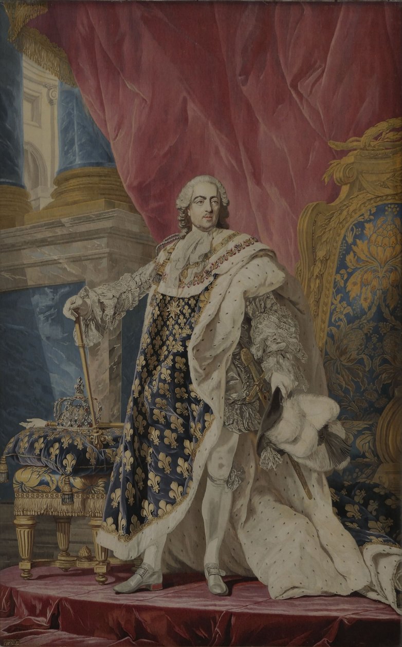 XV. Lajos portréja királyi viseletben, 1769 körül alkotó: Pierre François Cozette