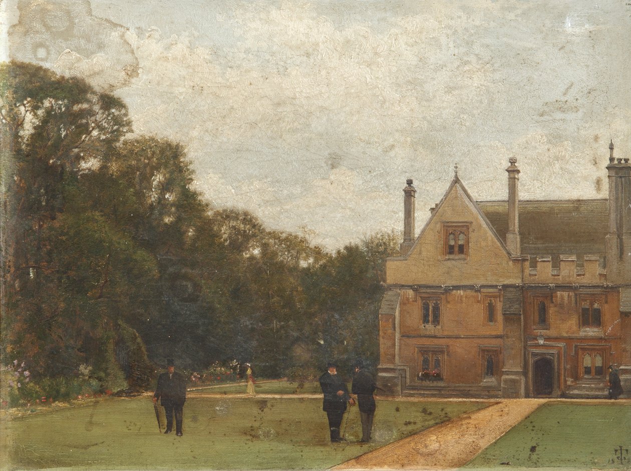 A Magdalen College területén Dr. Fisher (fellow), J. Henderson (Bursar) és Rigaud vezérőrnagy az előtérben alkotó: Pierre François Joseph Tonneau