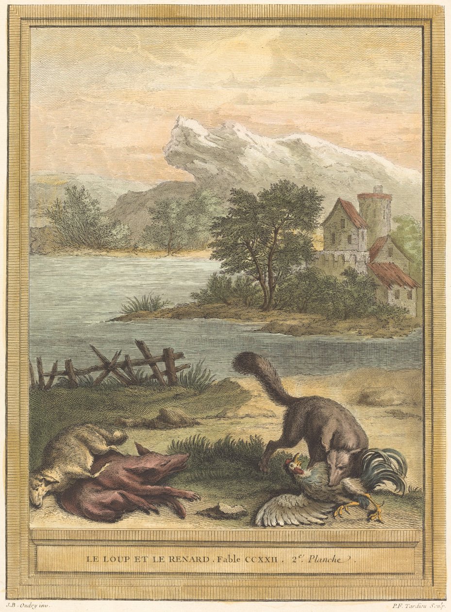 Le loup et le renard (A farkas és a róka) alkotó: Pierre François Tardieu after Jean Baptiste Oudry