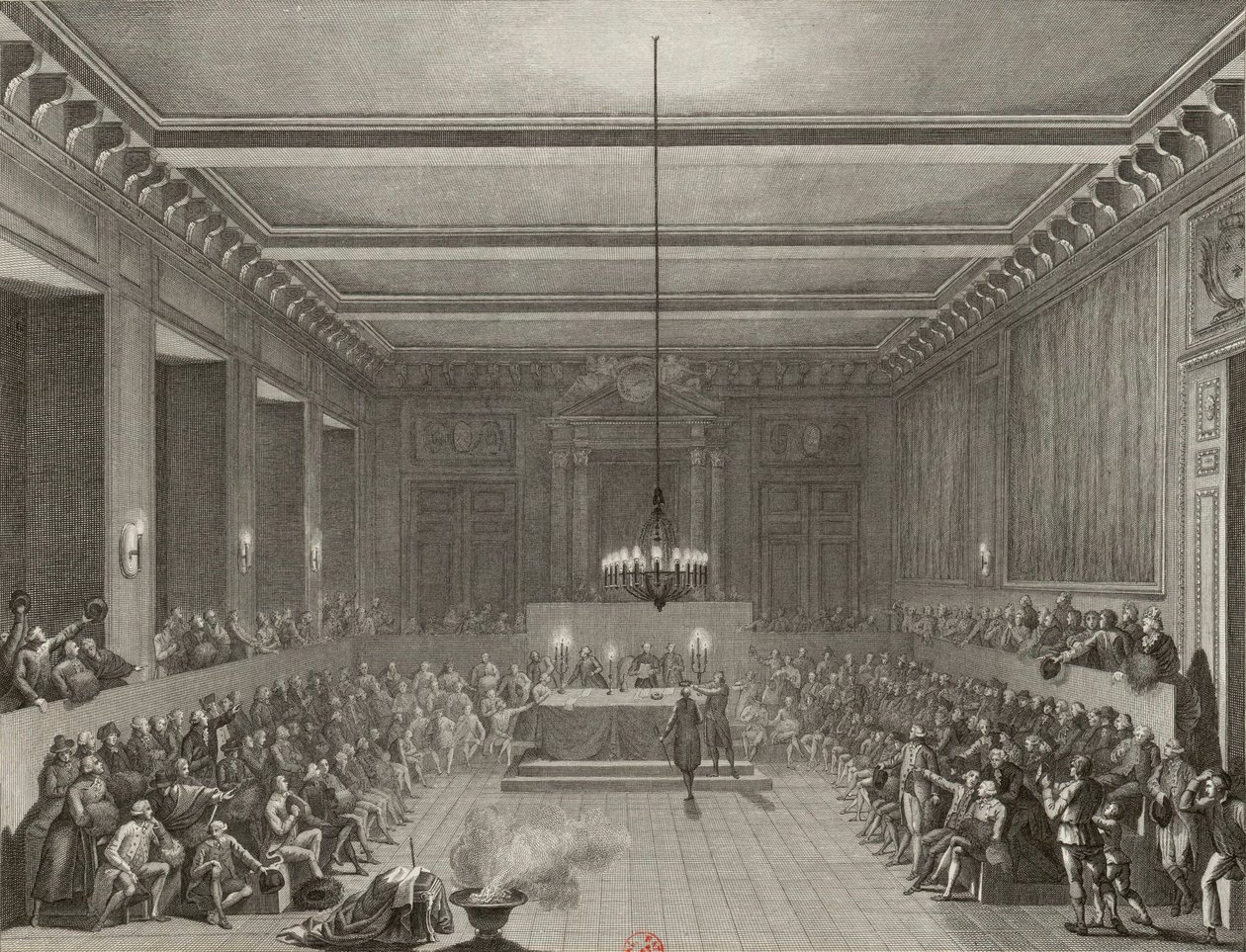 A párizsi kommün 1790. január 15-én kardot és polgári koronát adományoz C. J. W. Nesham angolnak. alkotó: Pierre Gabriel Berthault