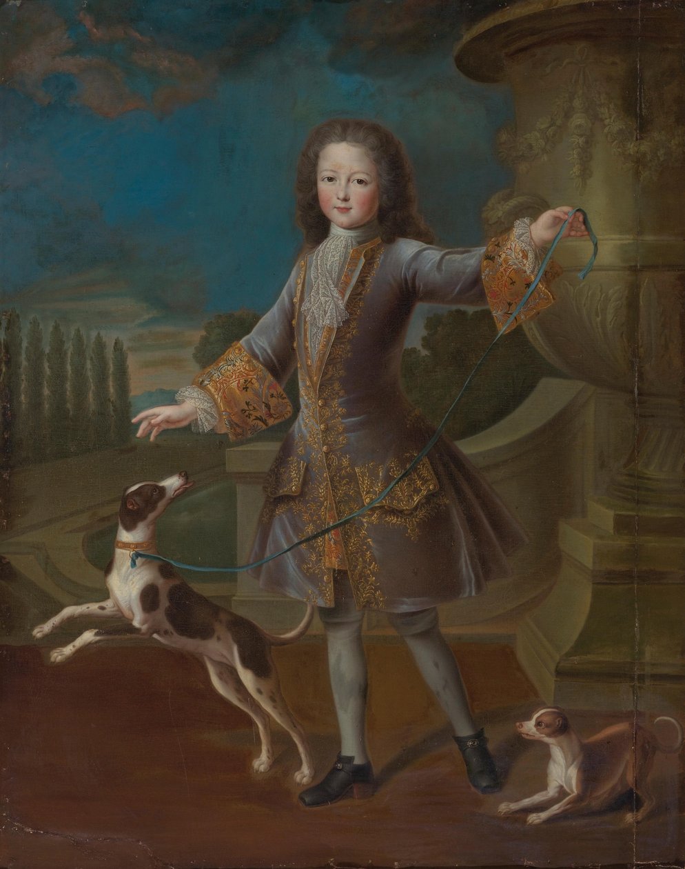 XV. Lajos francia (1710-1774) Két kutyával (olaj, vászon) alkotó: Pierre Gobert