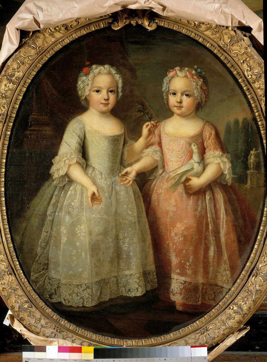 Lujza Erzsébet francia (1727-1759) és francia Henriette (1727-1752) portréi XV. Lajos lányairól. Pierre Gobert festménye (1662-1744) alkotó: Pierre Gobert