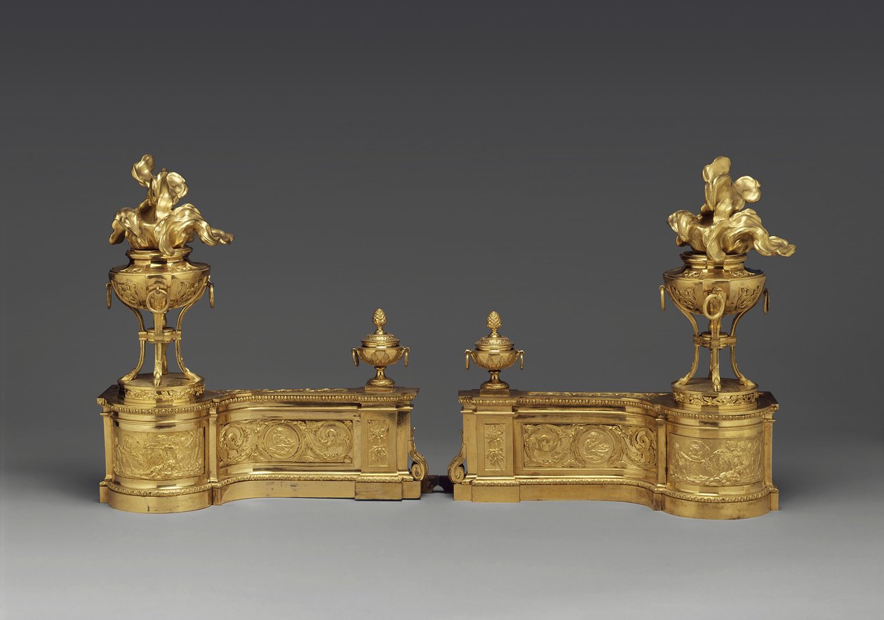 Andirons, 1770-80 körül (aranyozott bronz) alkotó: Pierre Gouthière