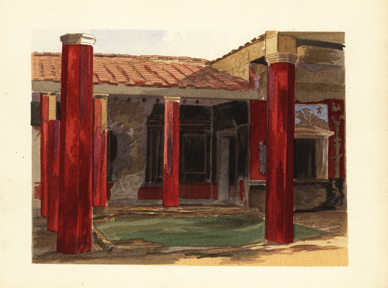 Peristyle oszlopcsarnok a Sallust Házban, Casa di Sallustius, Pompei alkotó: Pierre Gusman