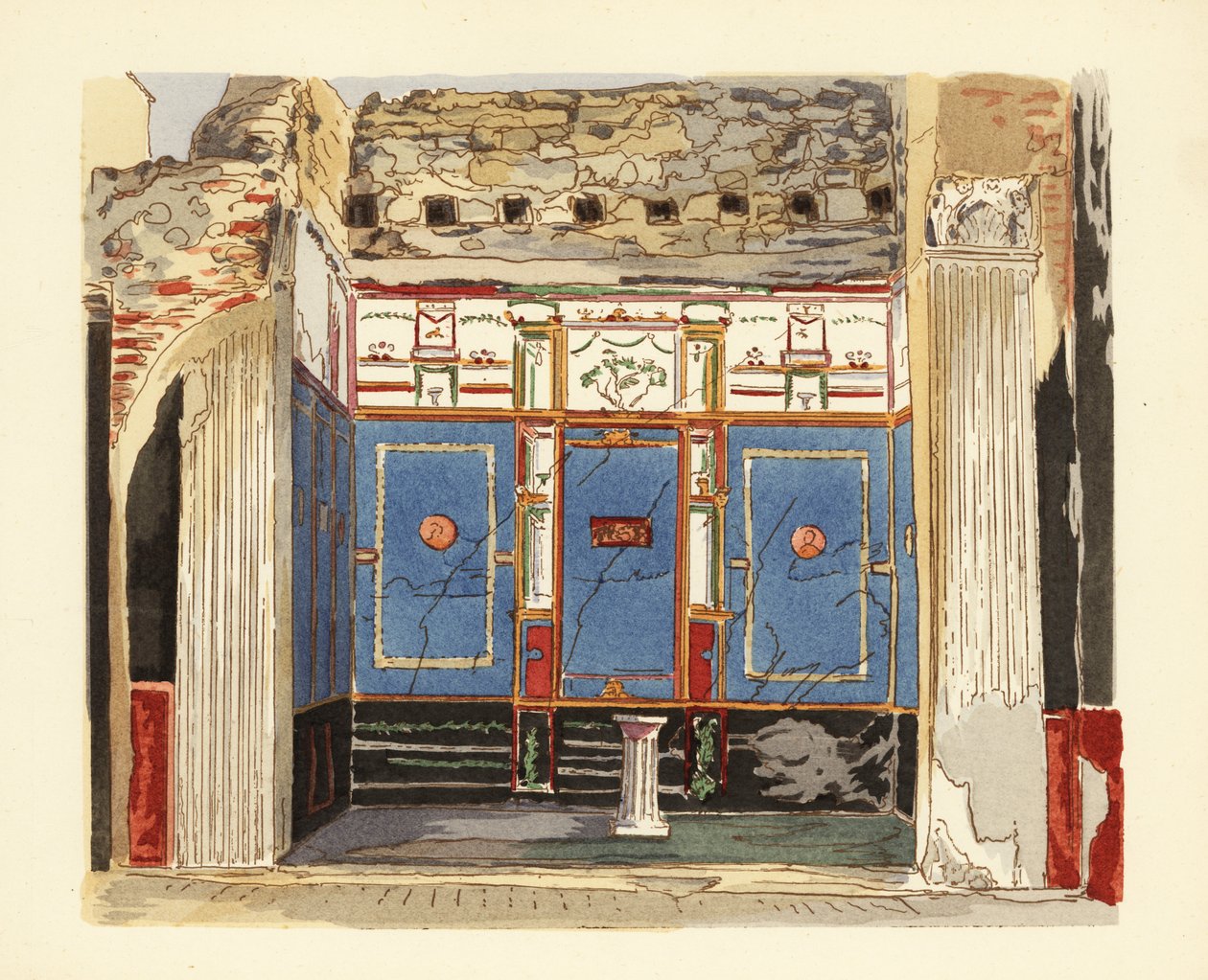 A kis szökőkút házának tablinuma, Casa della Fontana Piccola, Pompei alkotó: Pierre Gusman