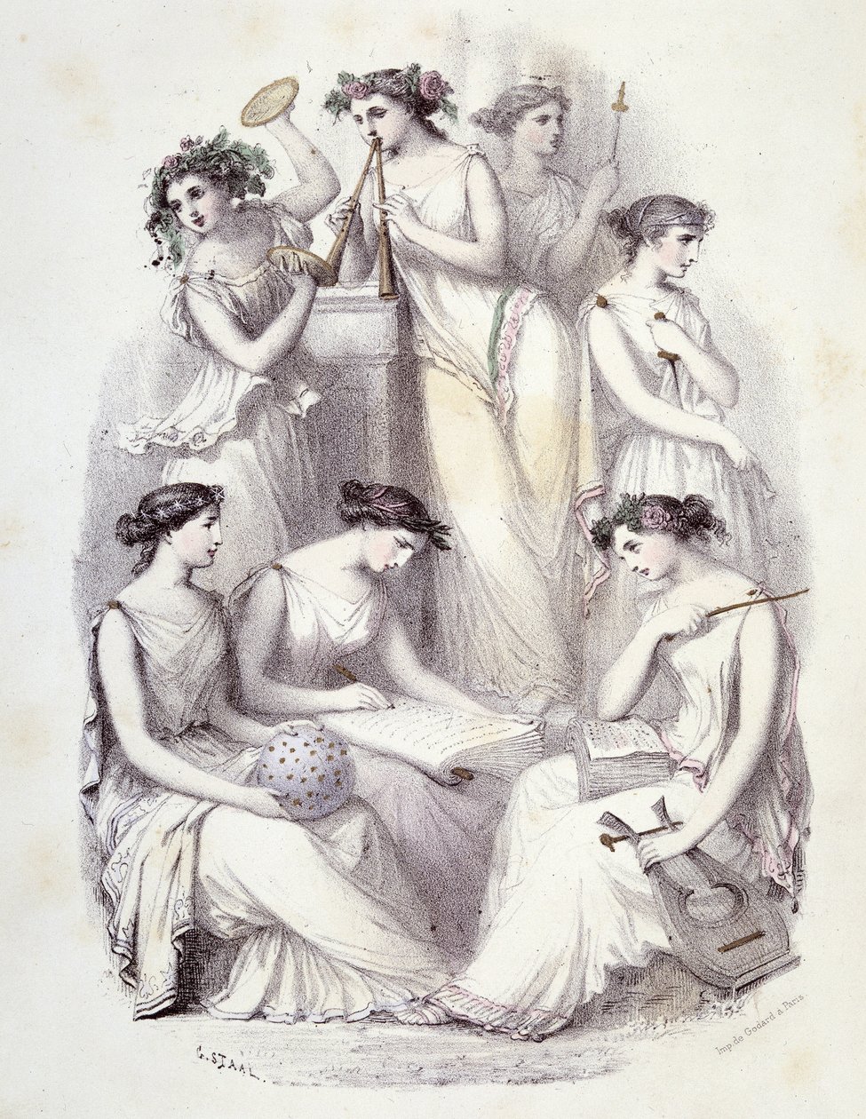 Az Olimposz géniuszai - a „Les Femmes mythologiques”-ben, G. Staal rajzai, Mery és Cte Foelix, szerk. G. de Gouet alkotó: Pierre Gustave Eugene Staal