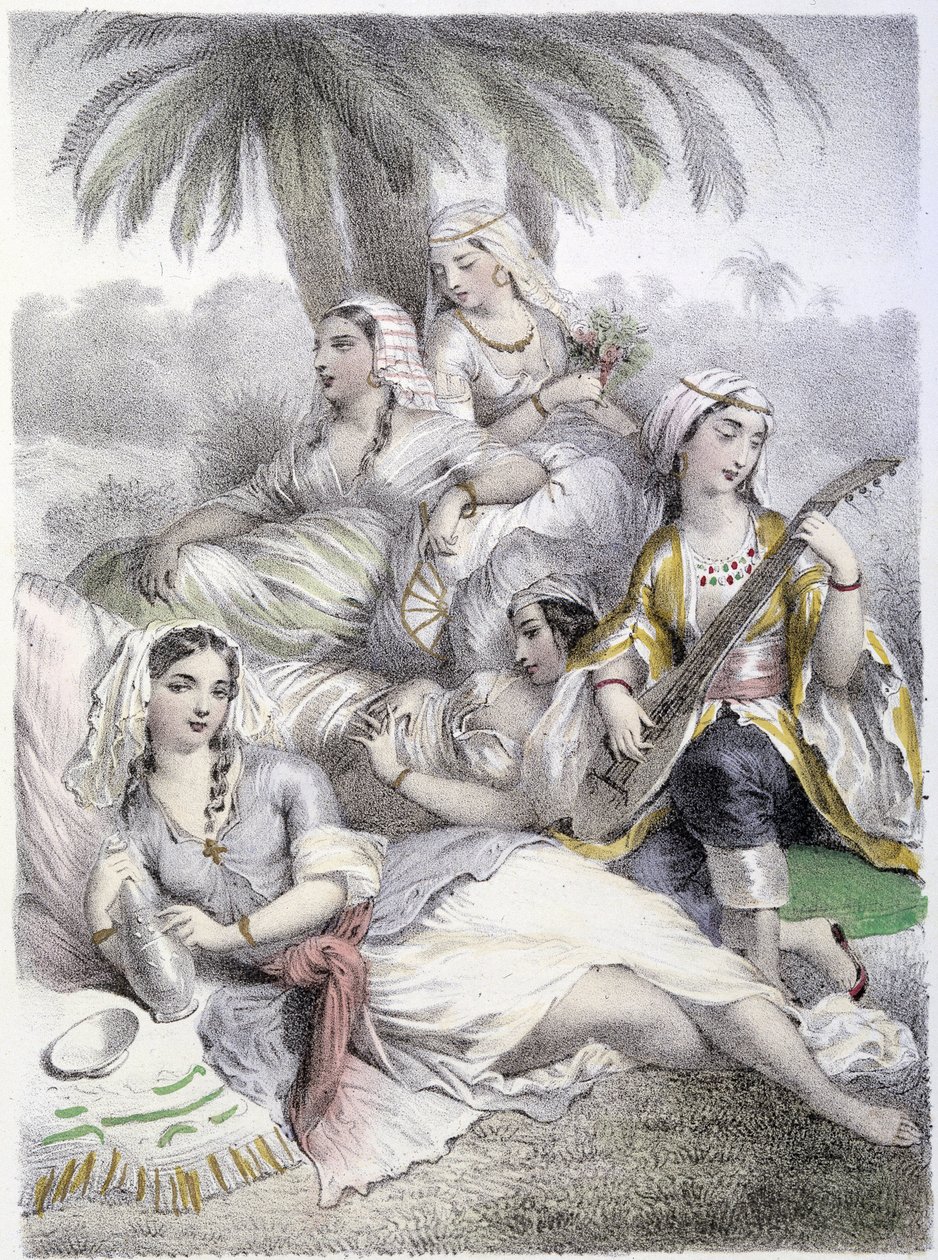 Les Houris - a „Les Femmes mythologiques”-ben, G. Staal rajzai, Mery és a Cte ​​Foelix, Ed. G. de Gouet alkotó: Pierre Gustave Eugene Staal