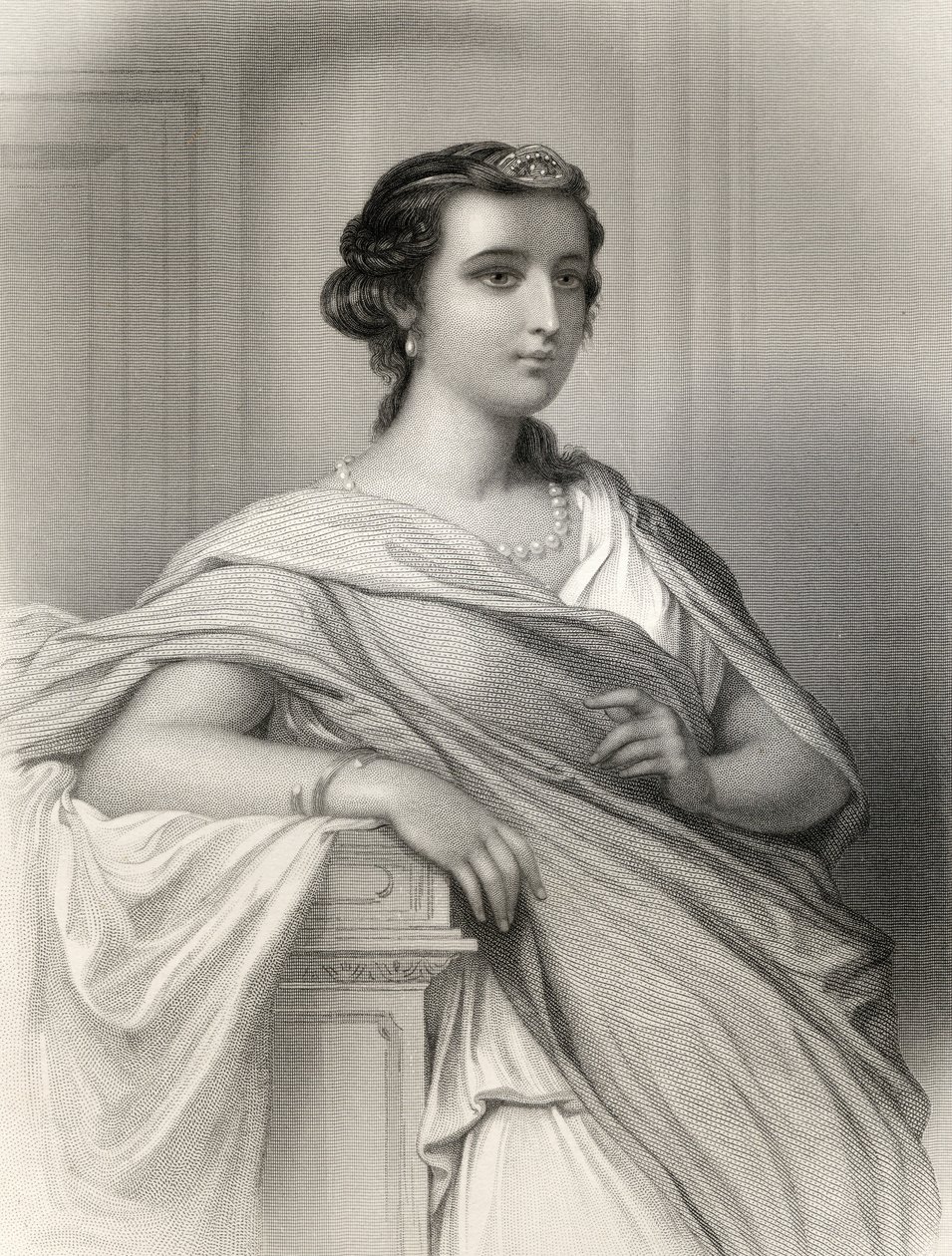 Mileti Aspasia (Kr.e. 470-410) illusztrációja Mary Cowden Clarke „Világnevű nők” című művéből, 1858 (metszet) alkotó: Pierre Gustave Eugene Staal