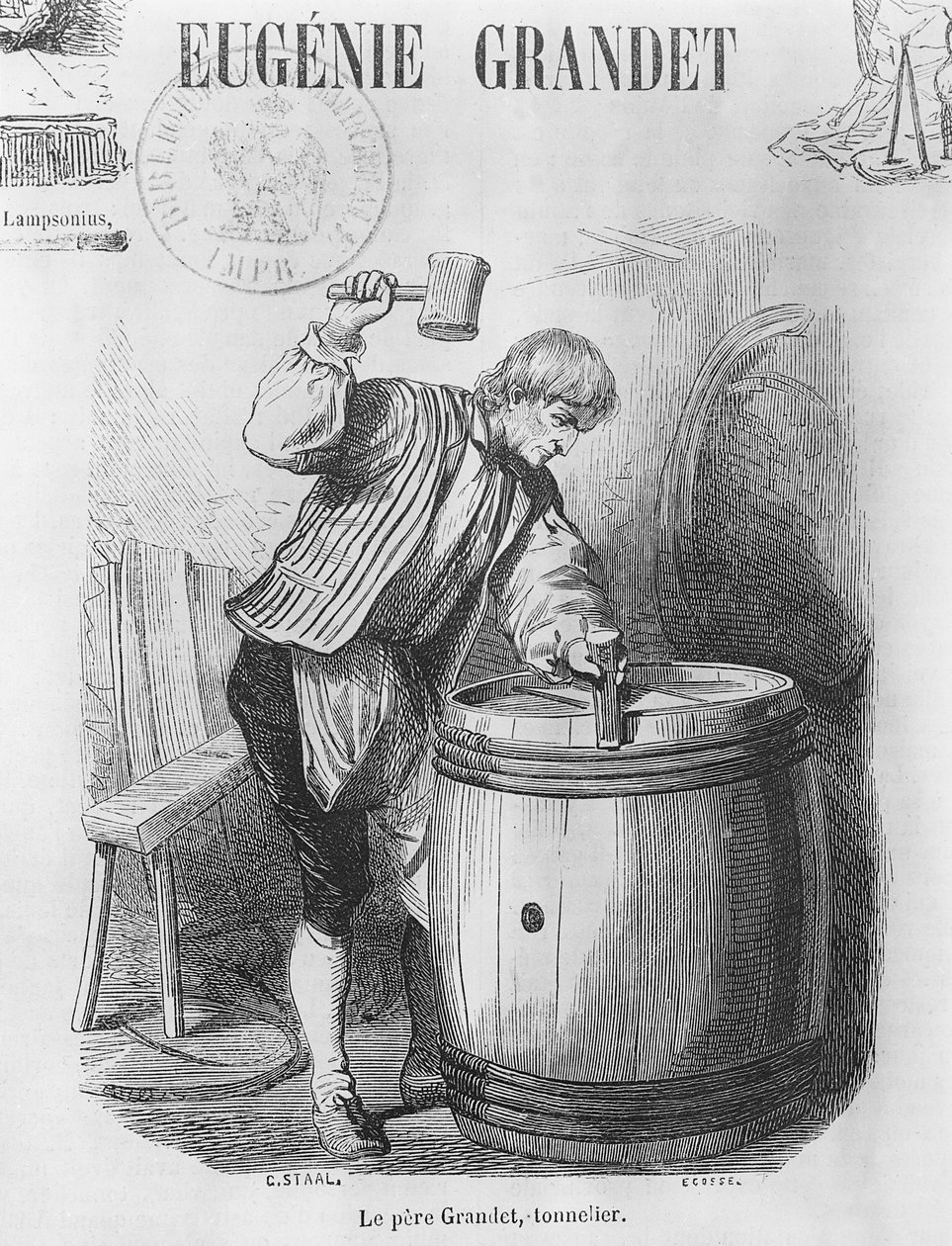 Grandet atya, a Cooper, illusztráció Honore de Balzac (1799-1850) „Eugenie Grandet” című művéből alkotó: Pierre Gustave Eugene Staal