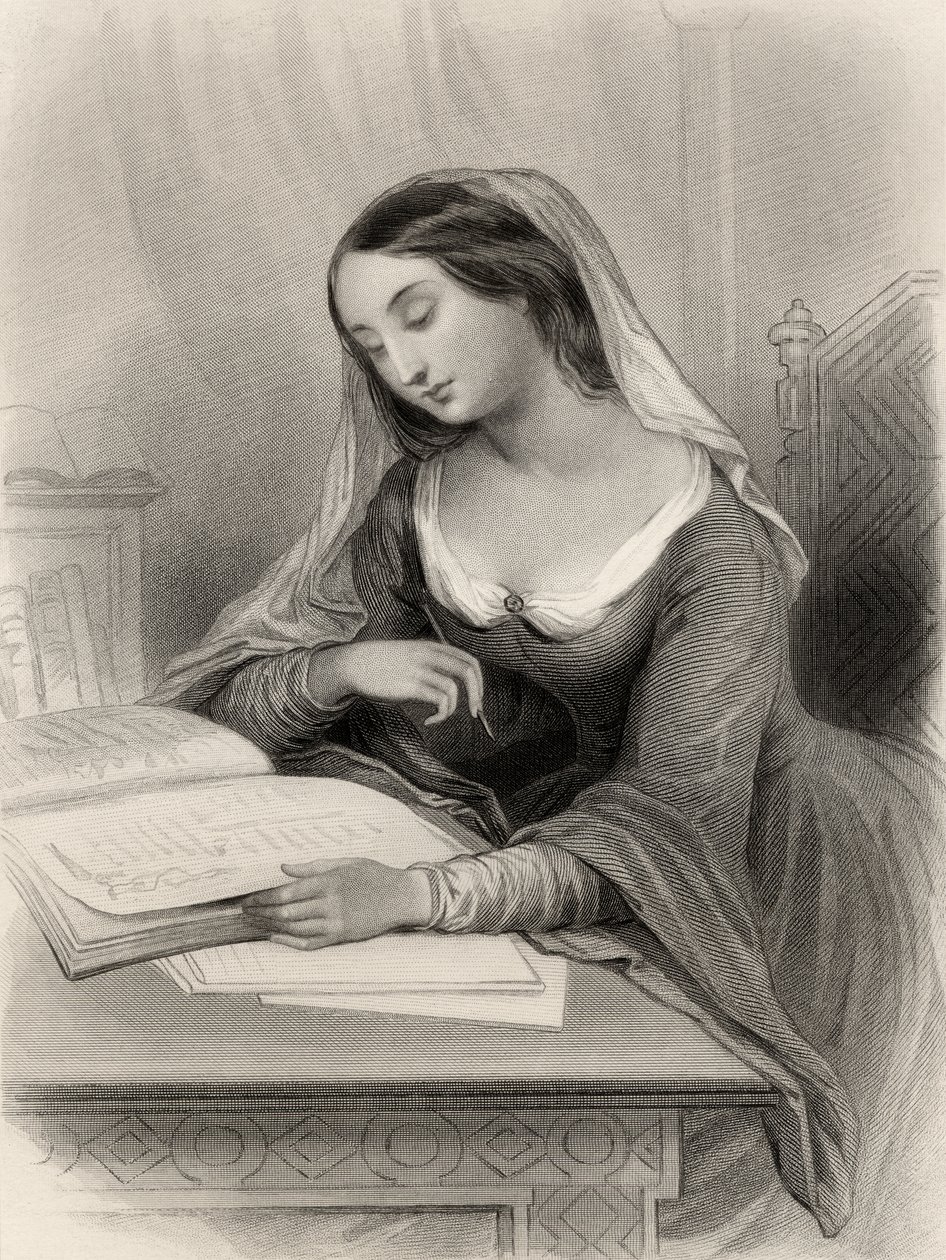 Heloise (1101-60) illusztrációja Mary Cowden Clarke „World Noted Women” című művéből, 1858 alkotó: Pierre Gustave Eugene Staal