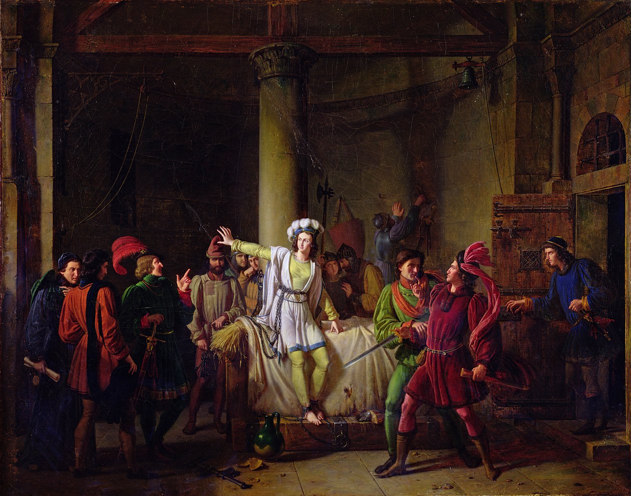 Jeanne of Arc (kb.1412-31) a roueni börtönben, 1819 alkotó: Pierre Henri Revoil