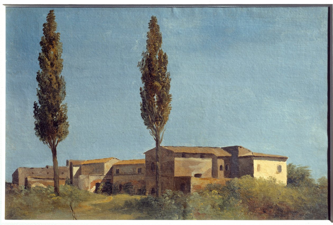 A Villa Farnesénél a két nyárfa. Pierre Henri De Valenciennes (1750-1819) festménye alkotó: Pierre Henri de Valenciennes