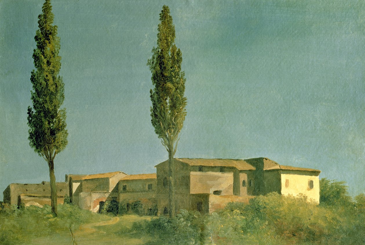 A Farnese villában: A két nyárfa, 1777 körül (olaj a kártyán) alkotó: Pierre Henri de Valenciennes
