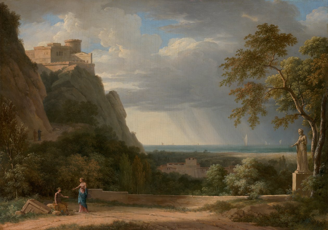 Klasszikus táj alakokkal és szobrokkal alkotó: Pierre Henri de Valenciennes