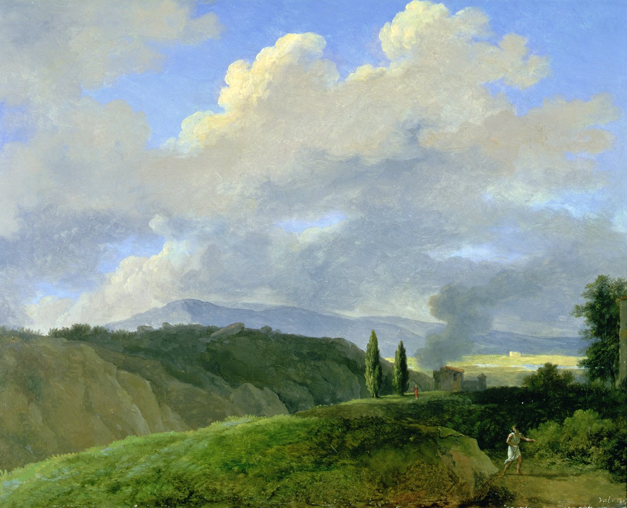 Hegyvidéki táj figurákkal (olaj, vászon) alkotó: Pierre Henri de Valenciennes