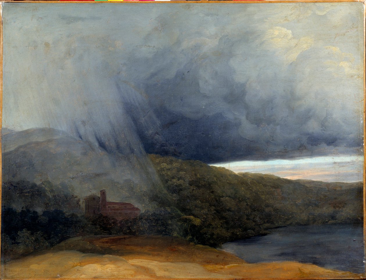 Vihar a tó mellett. Pierre-Henri De Valenciennes (1750-1819) alkotó: Pierre Henri de Valenciennes
