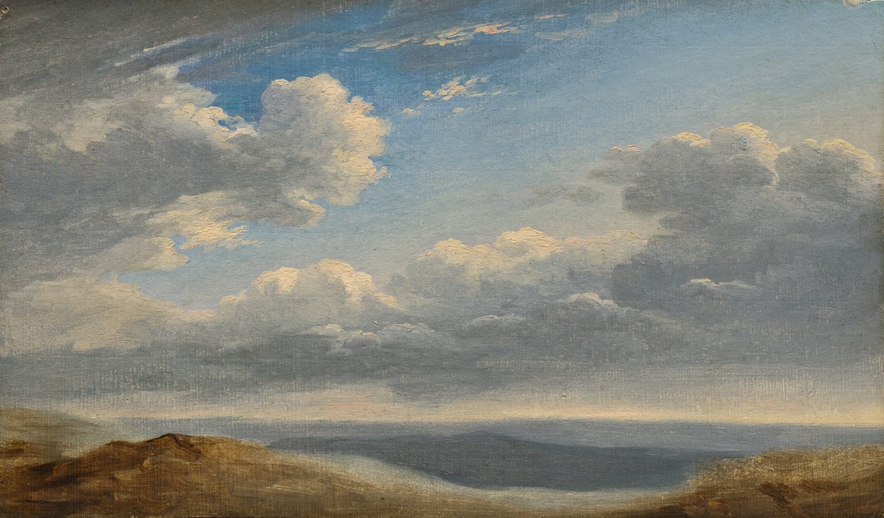 Tanulmány a római Campagna feletti felhőkről 1782-85 körül (olaj, papír, karton) alkotó: Pierre Henri de Valenciennes