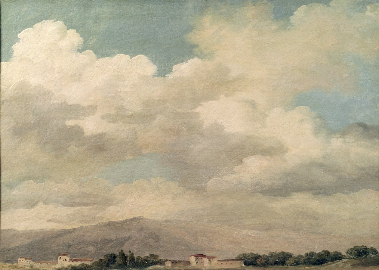 Az égbolt tanulmányozása Quirinalban (olaj, papír, kártyára rögzítve) alkotó: Pierre Henri de Valenciennes