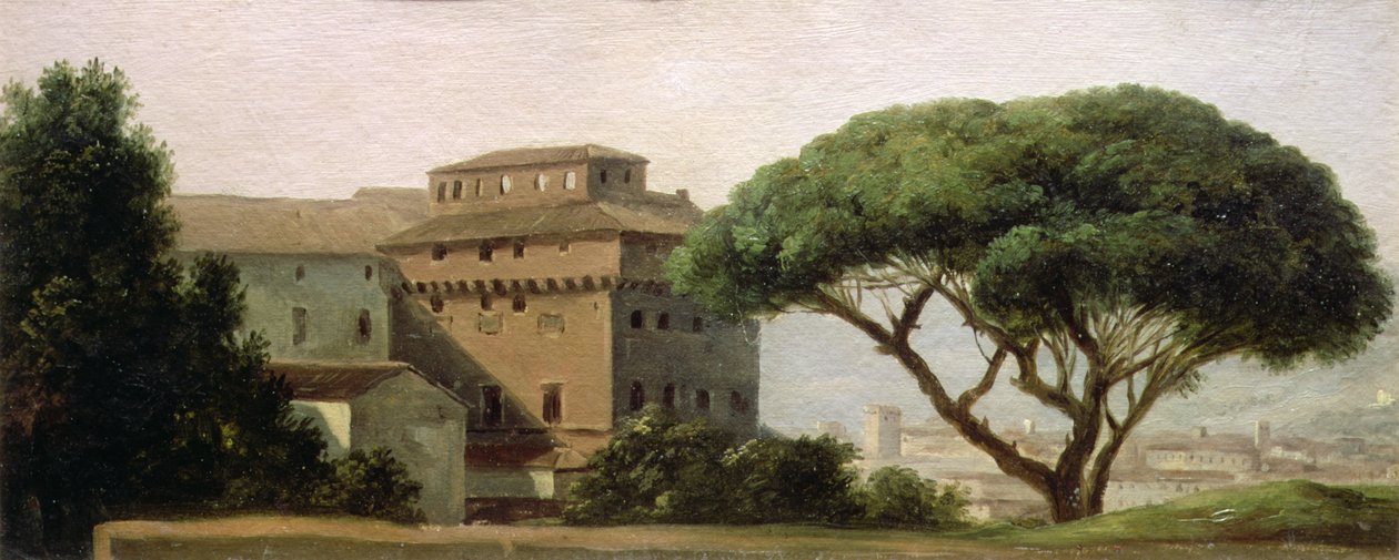 Kilátás az Ara Coeli kolostorra: az esernyő fenyő (olaj, papír) alkotó: Pierre Henri de Valenciennes
