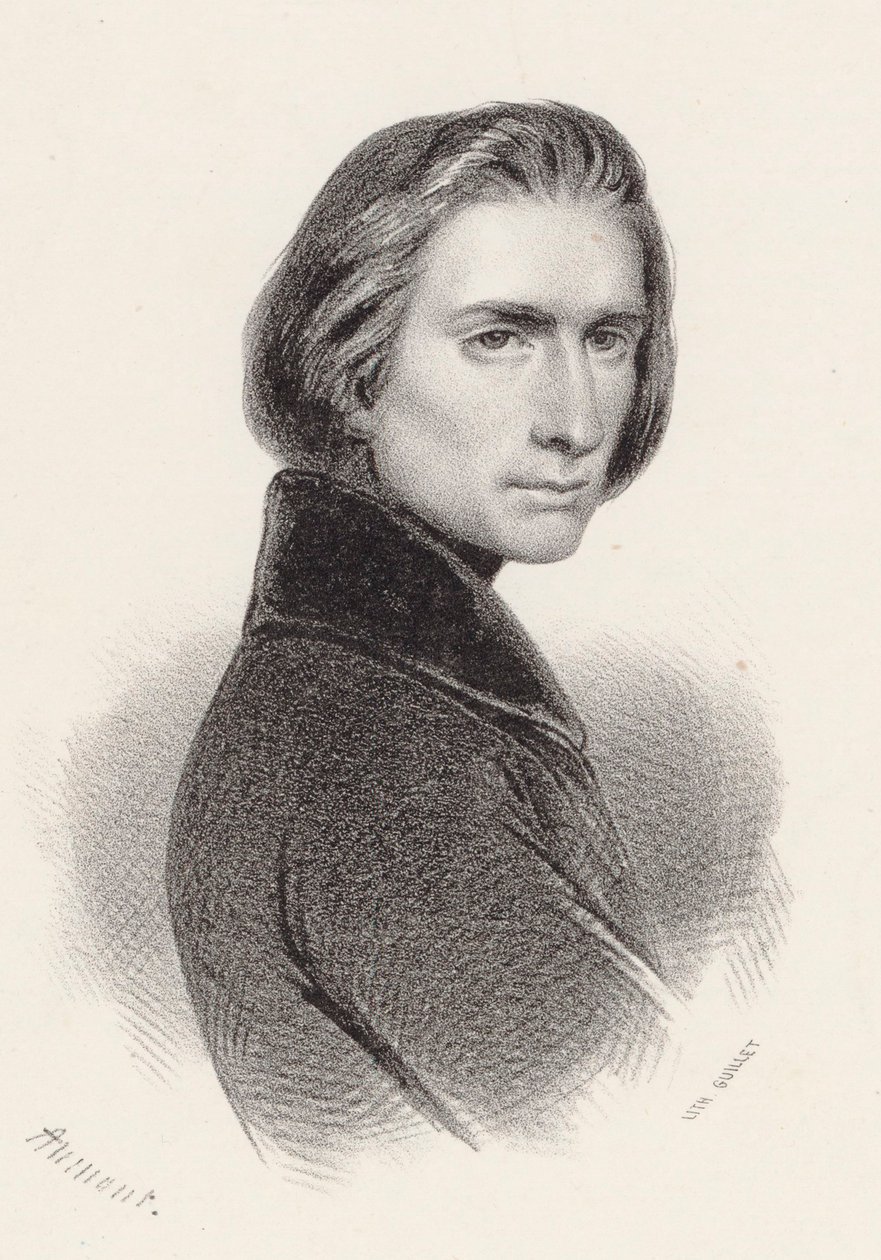 Liszt Ferenc zeneszerző portréja 1811-1886. alkotó: Pierre Hippolyte Aumont