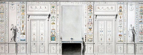 Design for a Salon (kréta, tinta, akvarell és testfesték, papír) alkotó: Pierre II Rousseau