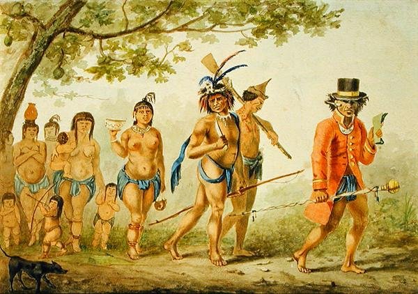 Egy törzs márciusa, 1839 körül (akvarell, papír) alkotó: Pierre J. Benoit