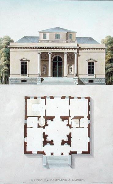 Laekeni tájház, Pierre Jacques Goetghebuer „Válogatás a Holland Királyság legkiemelkedőbb műemlékeiből, épületeiből és házaiból”, 1827-ben (akvatinta) alkotó: Pierre Jacques Goetghebuer
