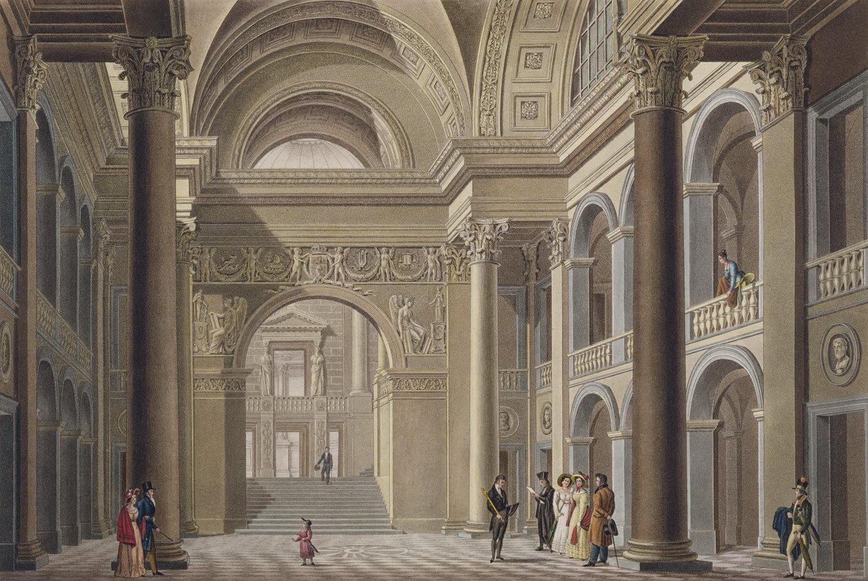 A genti Akadémiai Palota előszobája, Pierre Jacques Goetghebuer, a Holland Királyság legjelentősebb műemlékei, épületei és házai válogatásából, L. Roelandt metszet, megjelent alkotó: Pierre Jacques Goetghebuer
